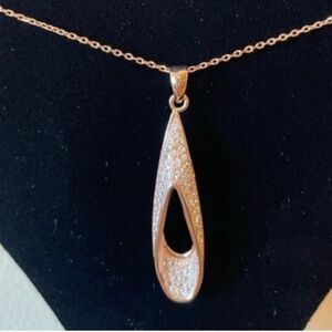 Sterling Silver 925 CZ Zirconia Necklace✨ Rose Tone🌹